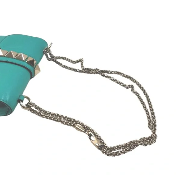 ❌SOLD❌ Valentino Garavani Teal Vitello Small Glam Lock Rockstud Bag - Picture 6 of 9